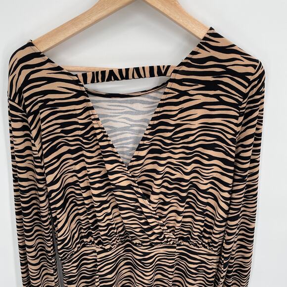NWT LOFT Long Sleeve Tiger Stripe Bar Back Dress // 6 - Picture 11 of 14